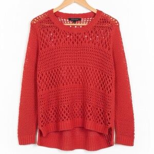 Christian Siriano NWOT Vibrant Red Open-Knit Sweater